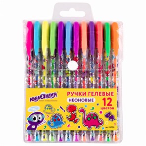 {{photo.Alt || photo.Description || 'Ручки гелевые ЮНЛАНДИЯ, НАБОР 12 ЦВЕТОВ, НЕОН, корпус с печатью, узел 0,7 мм, линия письма 0,5 мм, 142806'}}