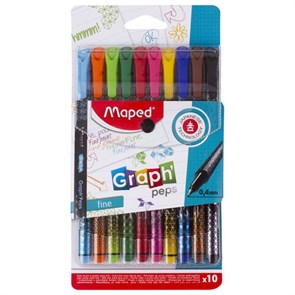 {{photo.Alt || photo.Description || 'Набор капиллярных ручек (линеров) MAPED 10 шт., &quot;Graph&#39;Peps&quot;, АССОРТИ, трехгранные, 0,4 мм, 749050'}}