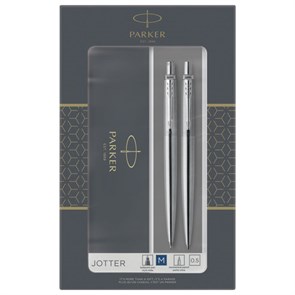 {{photo.Alt || photo.Description || 'Набор PARKER &quot;Jotter Stainless Steel CT&quot;: шариковая ручка синяя и механический карандаш, 2093256'}}