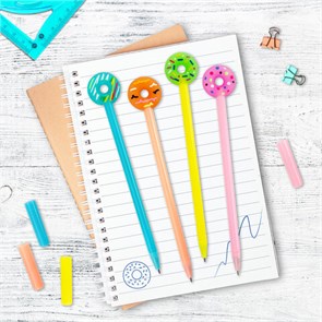 {{photo.Alt || photo.Description || 'Ручка с топпером шариковая ЮНЛАНДИЯ &quot;Пончик&quot;, корпус ассорти, СИНЯЯ, пишущий узел 0,7 мм, 143799'}}