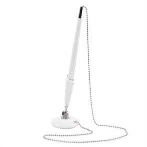 {{photo.Alt || photo.Description || 'Ручка шариковая настольная BRAUBERG &quot;Стенд-Пен Уайт1&quot;, СИНЯЯ, цепочка, корпус белый, линия письма 0,5 мм, 141044'}}