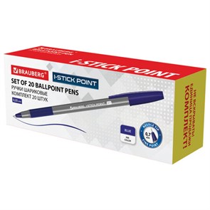 {{photo.Alt || photo.Description || 'Ручка шариковая с грипом BRAUBERG &quot;i-STICK POINT&quot;, КОМПЛЕКТ 20 шт., СИНЯЯ, линия письма 0,35 мм, 144024'}}