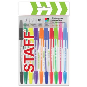 {{photo.Alt || photo.Description || 'Ручки шариковые STAFF &quot;C-51&quot;, НАБОР 10 шт., АССОРТИ, узел 1 мм, линия письма 0,5 мм, 142818'}}