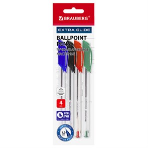 {{photo.Alt || photo.Description || 'Ручки шариковые масляные BRAUBERG, НАБОР 4 шт., АССОРТИ, &quot;Extra Glide&quot;, узел 1 мм, линия письма 0,5 мм, 142138'}}