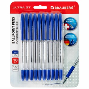 {{photo.Alt || photo.Description || 'Ручки шариковые с грипом BRAUBERG &quot;ULTRA GT&quot;, НАБОР 10 ШТУК, СИНИЕ, линия 0,5 мм, блистер, 144056'}}