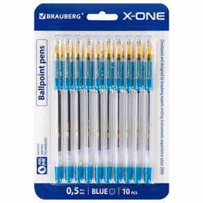 {{photo.Alt || photo.Description || 'Ручки шариковые с грипом BRAUBERG &quot;X-ONE&quot;, НАБОР 10 ШТУК, СИНИЕ, корпус прозрачный, узел 0,5 мм, линия письма 0,35 мм, 143990'}}