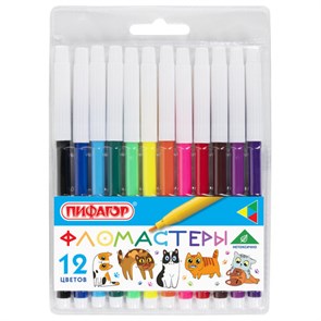 {{photo.Alt || photo.Description || 'Фломастеры ПИФАГОР &quot;ВЕСЕЛЫЕ ПИТОМЦЫ&quot;, 12 цветов, невентилируемый колпачок, 152452'}}