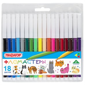 {{photo.Alt || photo.Description || 'Фломастеры ПИФАГОР &quot;ВЕСЕЛЫЕ ПИТОМЦЫ&quot;, 18 цветов, невентилируемый колпачок, 152453'}}