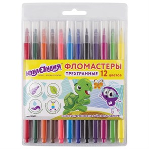 {{photo.Alt || photo.Description || 'Фломастеры ЮНЛАНДИЯ 12 цветов, &quot;ЗООПАРК&quot;, трехгранные, вентилируемый колпачок, 151425'}}