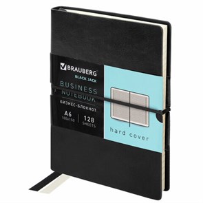 {{photo.Alt || photo.Description || 'Блокнот МАЛЫЙ ФОРМАТ (100х150 мм) А6, BRAUBERG &quot;Black Jack&quot;, 128 л., гладкий кожзам, резинка, клетка, черный, 125243'}}