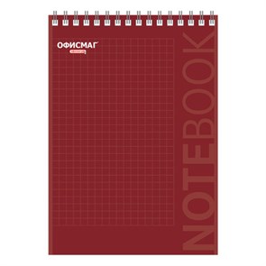 {{photo.Alt || photo.Description || 'Блокнот А5 146х205 мм, 80 л., гребень, картон, подложка, клетка, ОФИСМАГ, красный, 129869'}}