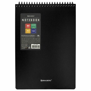 {{photo.Alt || photo.Description || 'Блокнот А5 80 л., спираль пластиковая, обложка пластик, клетка, BRAUBERG &quot;Metropolis&quot;, ЧЕРНЫЙ, 115572'}}