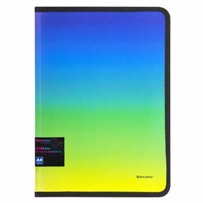 {{photo.Alt || photo.Description || 'Папка объемная на молнии пластиковая BRAUBERG GRADE, А4, 330х240мм, 600мкм, зелено-голубой градиент, 271974'}}