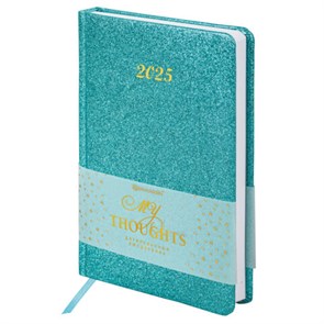 {{photo.Alt || photo.Description || 'Ежедневник датированный 2025, А5, 138x213 мм, BRAUBERG &quot;Sparkle&quot;, под кожу, блестки, бирюзовый, 115856'}}