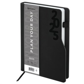 {{photo.Alt || photo.Description || 'Ежедневник датированный 2025, А5, 150x213 мм, BRAUBERG &quot;Up&quot;, под кожу, софт-тач, держатель для ручки, черный, 115840'}}