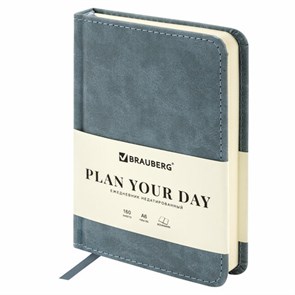 {{photo.Alt || photo.Description || 'Ежедневник недатированный МАЛЫЙ 100х150 мм А6 BRAUBERG &quot;Status&quot;, под кожу, 160 л., серо-голубой, 113369'}}