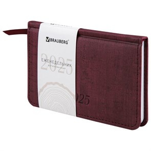 {{photo.Alt || photo.Description || 'Еженедельник датированный 2025 МАЛЫЙ ФОРМАТ 95х155 мм А6, BRAUBERG &quot;Wood&quot;, под кожу, бордовый, 115986'}}