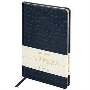 {{photo.Alt || photo.Description || 'Еженедельник датированный 2025, А5, 145х215 мм, BRAUBERG &quot;Comodo&quot;, под кожу, темно-синий, 115957'}}