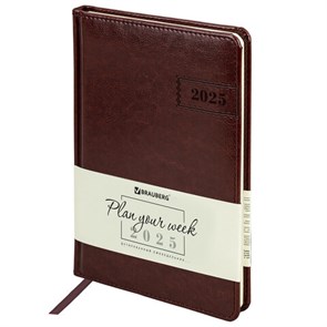 {{photo.Alt || photo.Description || 'Еженедельник датированный 2025, А5, 145х215 мм, BRAUBERG &quot;Imperial&quot;, под кожу, коричневый, 115963'}}