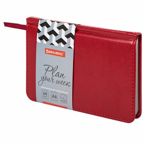 {{photo.Alt || photo.Description || 'Еженедельник недатированный МАЛЫЙ ФОРМАТ 95х155 мм А6 BRAUBERG &quot;Rainbow&quot;, под кожу, 64 л., красный, 114484'}}