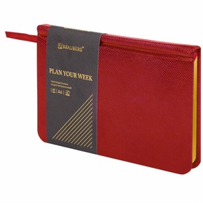 {{photo.Alt || photo.Description || 'Еженедельник недатированный МАЛЫЙ ФОРМАТ 95х155 мм, А6, BRAUBERG &quot;Iguana&quot;, под кожу, 64 л., красный, 114481'}}