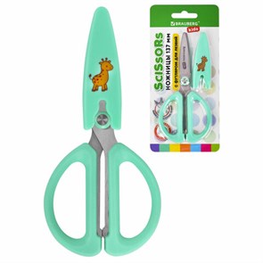 {{photo.Alt || photo.Description || 'Ножницы 137 мм, резиновые рукоятки, пастельный мятный, чехол на лезвии, BRAUBERG KIDS, 238354'}}