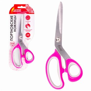 {{photo.Alt || photo.Description || 'Ножницы портновские ОСТРОВ СОКРОВИЩ ПРЕМИУМ, 210 мм, фуксия с резиновыми серыми вставками, 237454'}}