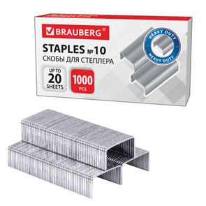 {{photo.Alt || photo.Description || 'Скобы для степлера №10, 1000 штук, BRAUBERG, до 20 листов, 220949'}}