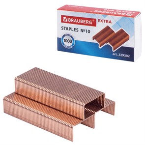 {{photo.Alt || photo.Description || 'Скобы для степлера медное покрытие №10, 1000 штук, BRAUBERG &quot;EXTRA&quot;, до 20 листов, 229302'}}