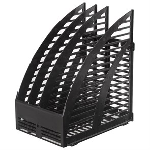 {{photo.Alt || photo.Description || 'Лоток вертикальный для бумаг STAFF, 245х165х285 мм, 3 отделения, сетчатый, сборный, черный, 237293'}}