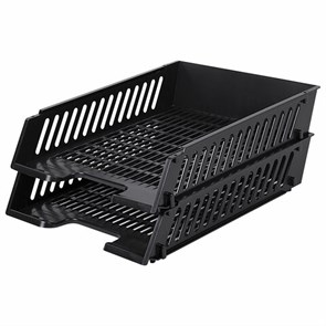 {{photo.Alt || photo.Description || 'Лотки горизонтальные для бумаг, НАБОР 2 шт. (358х272х138 мм), сетчатые, черные, BRAUBERG-MAXI, 231360'}}