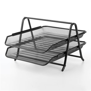 {{photo.Alt || photo.Description || 'Лоток горизонтальный металлический для бумаг, 2 секции, BRAUBERG &quot;Germanium&quot;, А4 (355х205х295 мм), черный, 231950'}}