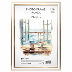 {{photo.Alt || photo.Description || 'Рамка 21х30 см небьющаяся, багет 20 мм, пластик, BRAUBERG &quot;HIT3&quot;, белая с двойной позолотой, 391381'}}