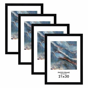 {{photo.Alt || photo.Description || 'Рамка 21х30 см небьющаяся, КОМПЛЕКТ 4 шт., багет 16 мм МДФ, BRAUBERG &quot;Basic&quot;, черная, 391259'}}