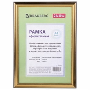 {{photo.Alt || photo.Description || 'Рамка 21х30 см, пластик, багет 20 мм, BRAUBERG &quot;HIT3&quot;, золото, стекло, 390990'}}