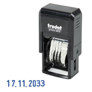 {{photo.Alt || photo.Description || 'Датер-мини месяц цифрами, для банка, оттиск 20х3,8 мм, синий, TRODAT 4810 BANK, корпус черный'}}