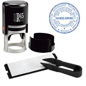 {{photo.Alt || photo.Description || 'Печать самонаборная 2,5 круга, оттиск D=45 мм синий GRM 46045, крышка, КАССА В КОМПЛЕКТЕ, 111000034'}}