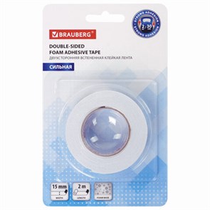 {{photo.Alt || photo.Description || 'Клейкая двухсторонняя лента 15 мм х 2 м, НА ВСПЕНЕННОЙ ОСНОВЕ 1 мм, прочная, BRAUBERG, блистер, 606418'}}