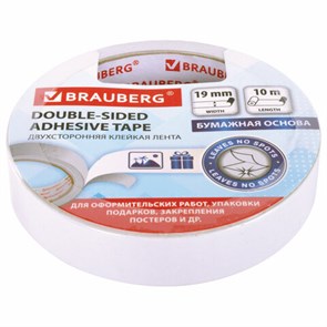 {{photo.Alt || photo.Description || 'Клейкая двухсторонняя лента 19 мм х 10 м, БУМАЖНАЯ ОСНОВА, BRAUBERG, 227268'}}