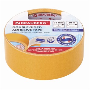 {{photo.Alt || photo.Description || 'Клейкая двухсторонняя лента 38 мм х 10 м, ТКАНЕВАЯ ОСНОВА, BRAUBERG, 606428'}}