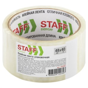 {{photo.Alt || photo.Description || 'Клейкая лента упаковочная 48 мм x 40 м, прозрачная, толщина 40 микрон, STAFF, 440087'}}