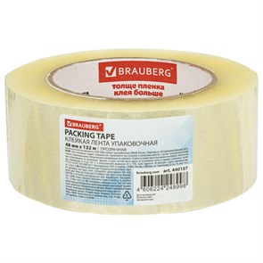 {{photo.Alt || photo.Description || 'Клейкая лента упаковочная 48 мм х 132 м прозрачная, толщина 45 микрон, BRAUBERG, 440157, 85'}}