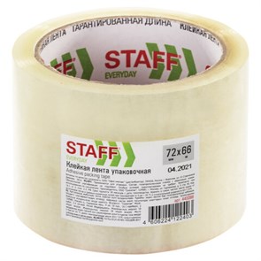 {{photo.Alt || photo.Description || 'Клейкая лента упаковочная 72 мм x 66 м, прозрачная, толщина 40 микрон, STAFF, 440088'}}