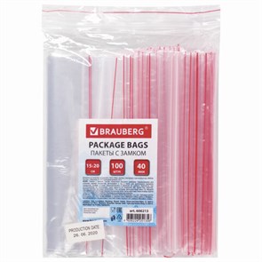 {{photo.Alt || photo.Description || 'Пакеты с замком ZIP LOCK &quot;зиплок&quot;, комплект 100 шт., 150х200 мм, ПВД, толщина 40 микрон, BRAUBERG, 606213'}}