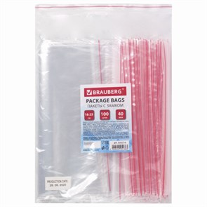 {{photo.Alt || photo.Description || 'Пакеты с замком ZIP LOCK &quot;зиплок&quot;, комплект 100 шт., 180х250 мм, ПВД, толщина 40 микрон, BRAUBERG, 606214'}}
