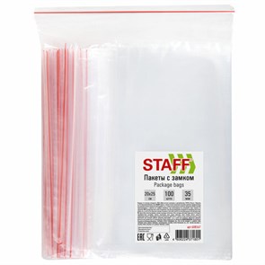 {{photo.Alt || photo.Description || 'Пакеты с замком ZIP-LOCK &quot;зиплок&quot;, комплект 100 шт., 200х250 мм, ПВД, толщина 35 мкм, STAFF, 608167'}}