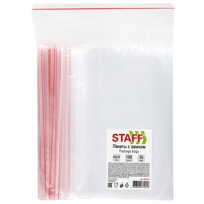 {{photo.Alt || photo.Description || 'Пакеты с замком ZIP-LOCK &quot;зиплок&quot;, комплект 100 шт., 200х300 мм, ПВД, толщина 35 мкм, STAFF, 608168'}}