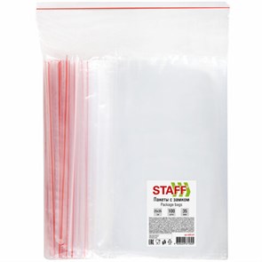 {{photo.Alt || photo.Description || 'Пакеты с замком ZIP-LOCK &quot;зиплок&quot;, комплект 100 шт., 250х350 мм, ПВД, толщина 35 мкм, STAFF, 608169'}}