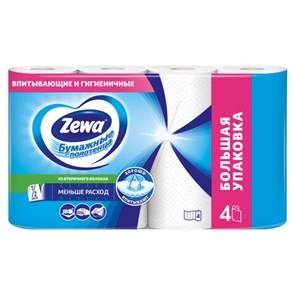 {{photo.Alt || photo.Description || 'Полотенца бумажные бытовые 2-х слойные, 4 рулона (4х14 м), белые, ZEWA, 144099'}}