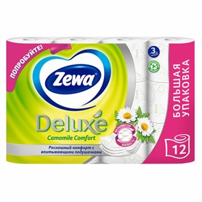 {{photo.Alt || photo.Description || 'Бумага туалетная 3-х слойная 12 рулонов (12х18 м), С АРОМАТОМ РОМАШКИ, ZEWA Deluxe, 53613'}}